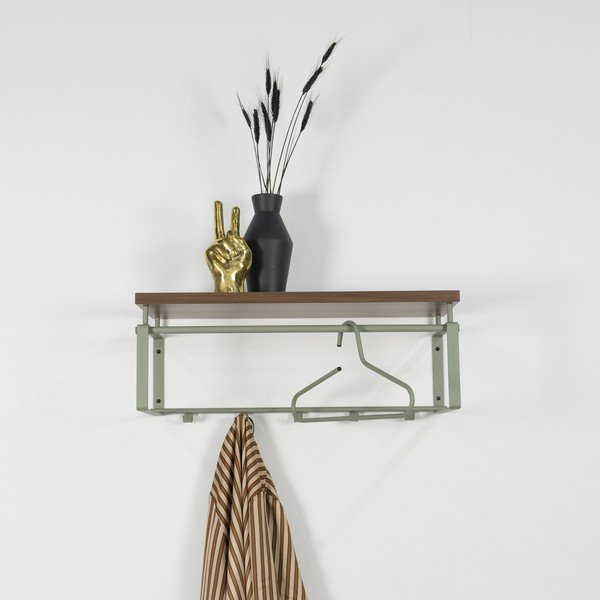 Brūns/dūmakaini zaļš metāla sienas pakaramais ar plauktu 70 cm Rex – Spinder Design-image-1