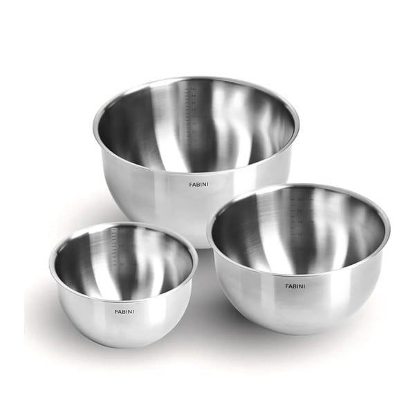 Sudraba krāsas nerūsējošā tērauda bļodas (3 gab.) ø 24 cm Lucca 3.0 – FABINI