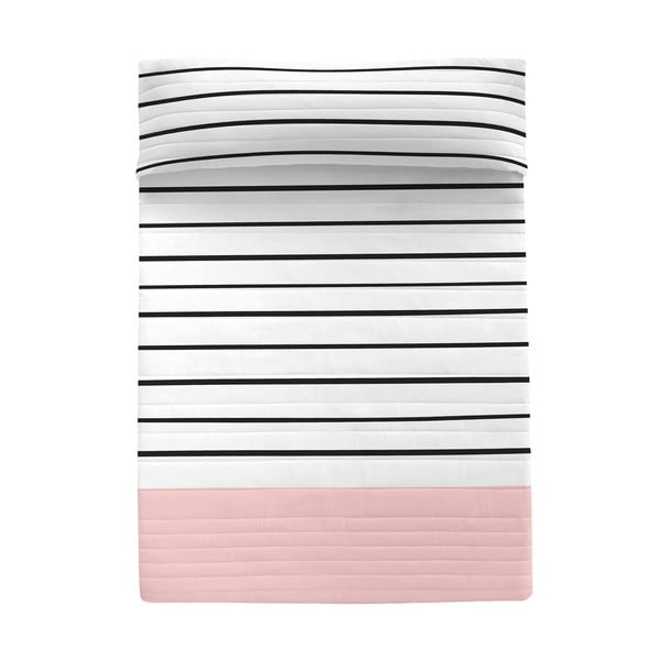 Melnbalts/rozā kokvilnas stepēts gultas pārklājs 180x260 cm Blush – Blanc