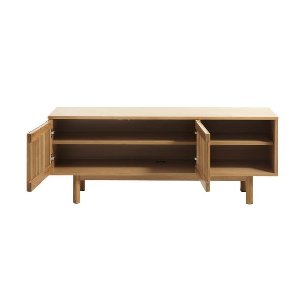 Dabīga toņa TV galdiņš ar ozolkoka imitāciju 143x55 cm Tiber – Unique Furniture-image-3