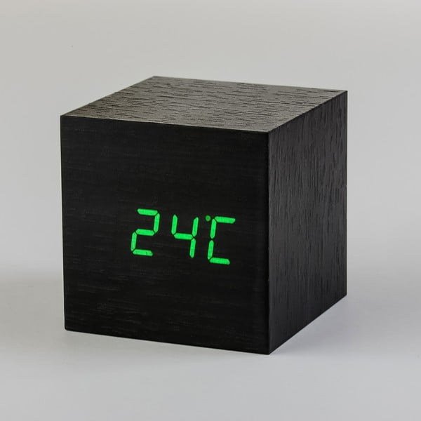 Zaļš LED modinātājs Cube Click Clock, melns-image-1