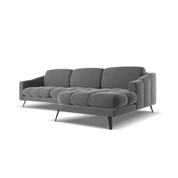 Pelēks samta stūra dīvāns (ar labo stūri) Nalu – Makamii-image-3