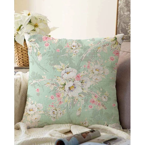 Zila spilvendrāna ar kokvilnas maisījumu Minimalist Cushion Covers Blossom, 55 x 55 cm