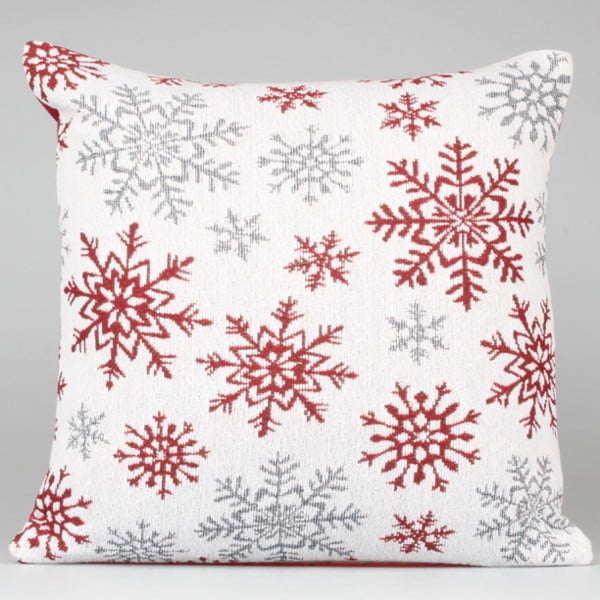 Balts un sarkans Dakls Ziemas spilvendrāna pārvalks, 40 x 40 cm