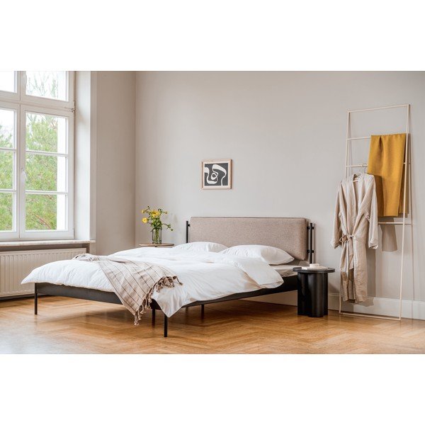 Balta tērauda polsterēta divvietīga gulta ar redelēm 200x200 cm Eton Basic – noo.ma-image-2