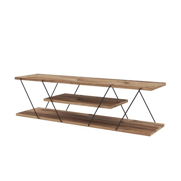 Dabīga toņa TV galdiņš ar riekstkoka imitāciju 120x33 cm Canaz – Kalune Design-image-2