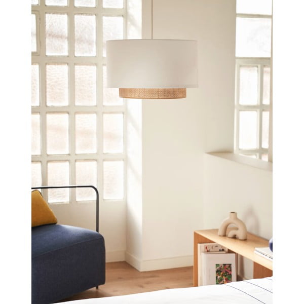 Balts/dabīga toņa tekstila abažūrs ø 40 cm Erna – Kave Home-image-2