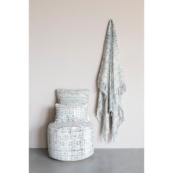 Kokvilnas pleds White Label Liv Blue, 130 x 170 cm-image-4