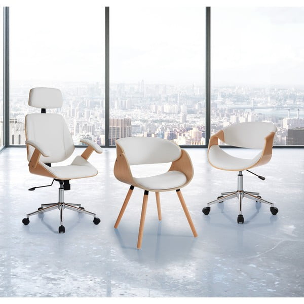 Balts/dabīga toņa mākslīgās ādas biroja krēsls Visby – Tomasucci-image-1