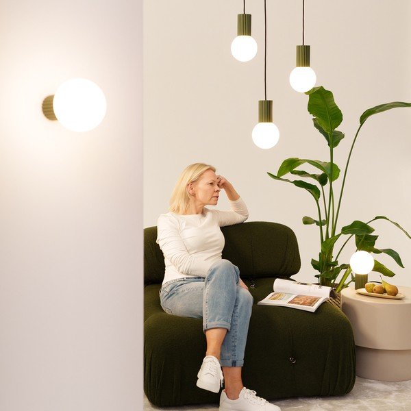 Zaļa piekaramā lampa no opāla stikla ø 12 cm Orbital – Sollux-image-4