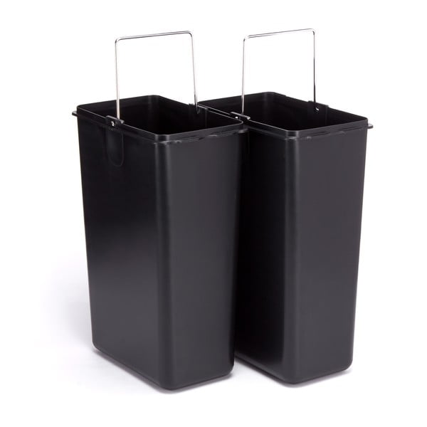 Matētas sudraba krāsas atkritumu šķirošanas tērauda atkritumu tvertne ar pedāli 2x8 l   Tri Selectif – MSV-image-3