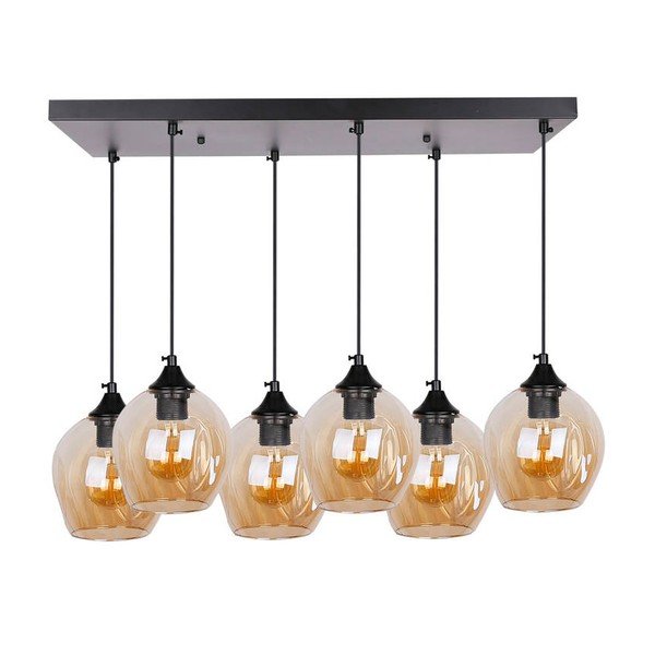 Melna piekaramā lampa ar stikla abažūru 33x67 cm Aspa – Candellux Lighting