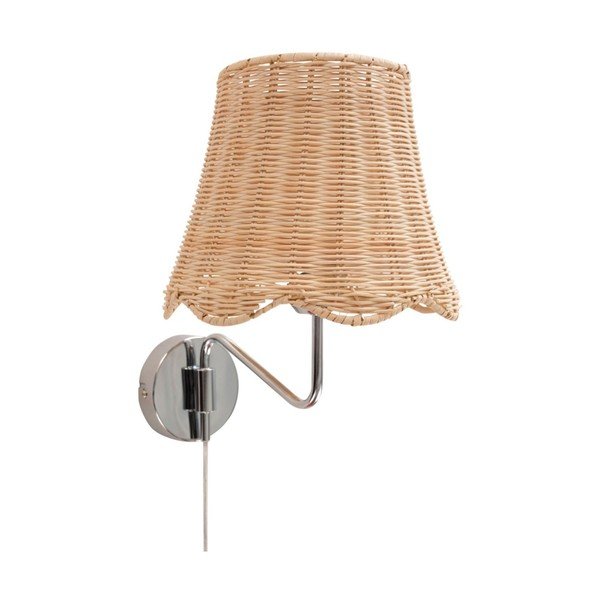 Sudraba krāsas/dabīga toņa bambusa sienas lampa ar vadu Strå – Jotex