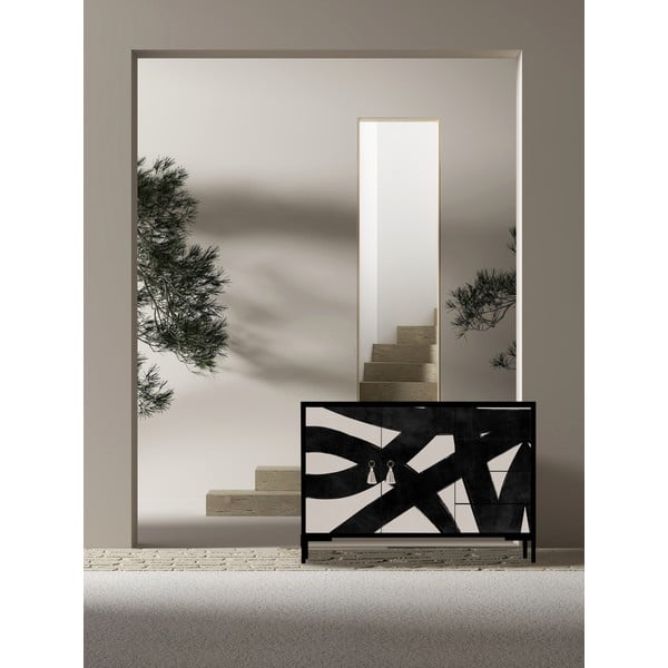 Melna/bēša zema kumode 113x84 cm Wilma – Really Nice Things-image-1
