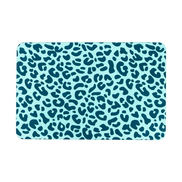 Gaiši zils vannas istabas paklājs 39x60 cm Leopard – Artsy Doormats