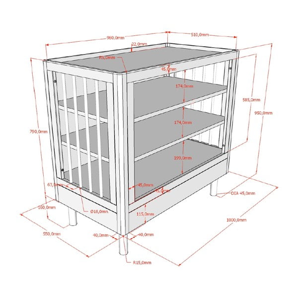 Balta dižskābarža masīvkoka bērnu kumode ar pārtinamo galdiņu 100x95x55 cm Forrest – Vipack-image-3