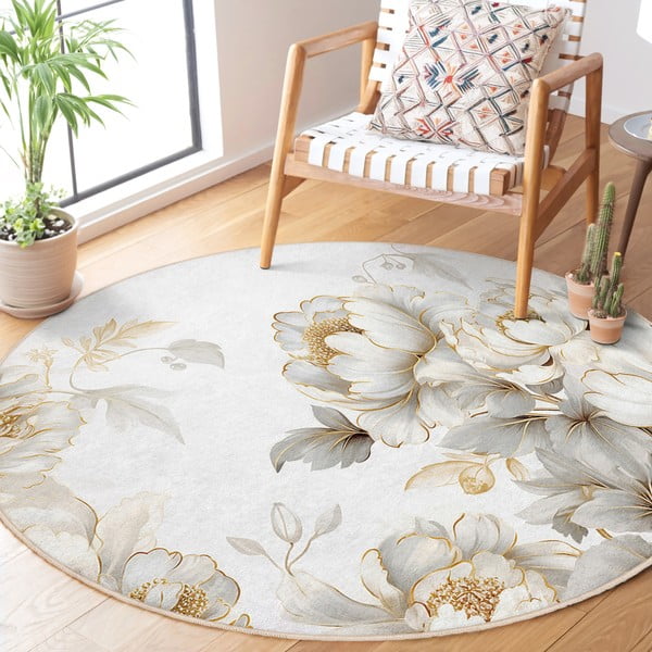 Gaiši pelēks/bēšs mazgājams apaļš paklājs ø 80 cm Soft and Gentle – Mila Home-image-2