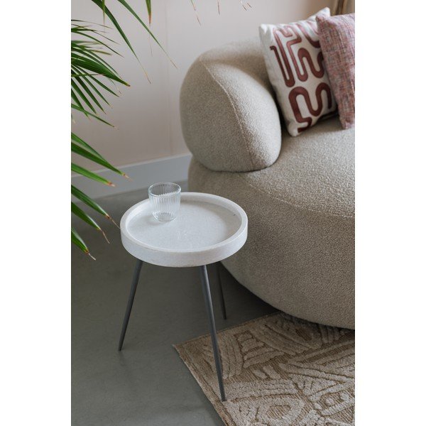 Apaļš sānu galdiņš ar marmora virsmu ø 33 cm Karrara – White Label-image-1