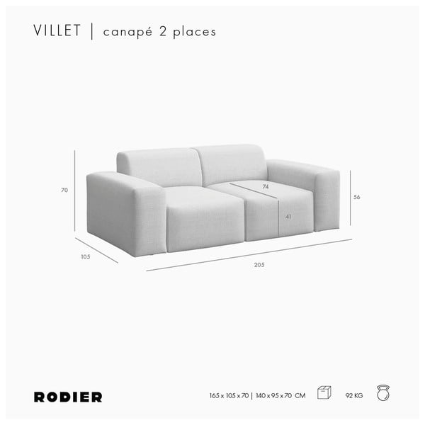 Bēšs dīvāns 205 cm Villet – Rodier-image-4