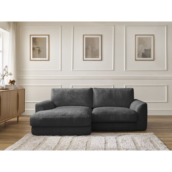 Melns stūra dīvāns no šenila auduma (ar kreiso stūri/ar zvilni) Leonore – Bobochic Paris-image-1