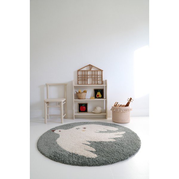 Gaiši zaļš bērnu paklājs ø120 cm Bohemian Bird Aqua – Nattiot-image-4