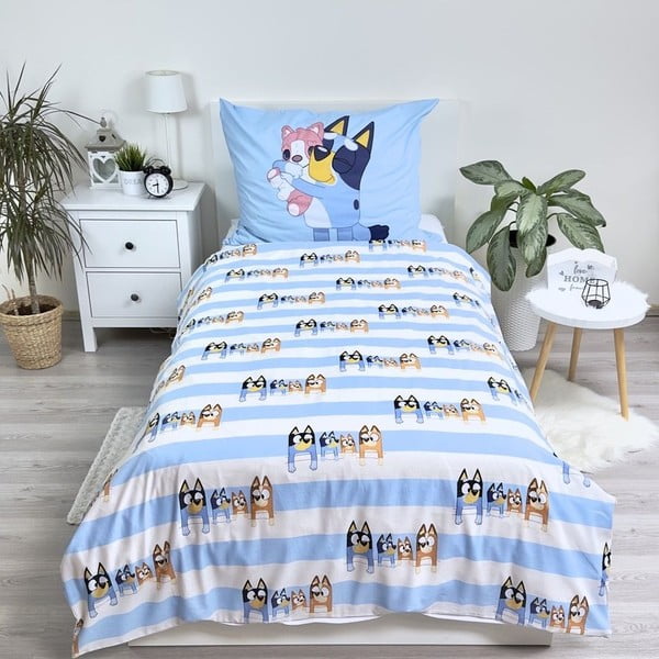 Vienguļamā kokvilnas bērnu gultas veļa 140x200 cm Bluey – Jerry Fabrics-image-2