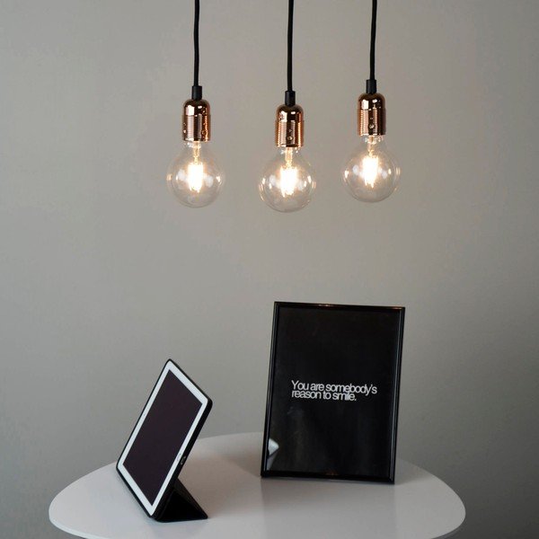 Melna trīsviru griestu lampa ar vara krāsas detaļām Sotto Luce Uno-image-1