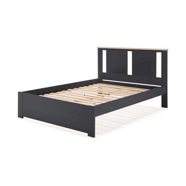 Tumši pelēka divvietīga gulta ar režģi 140x190 cm Enara – Marckeric