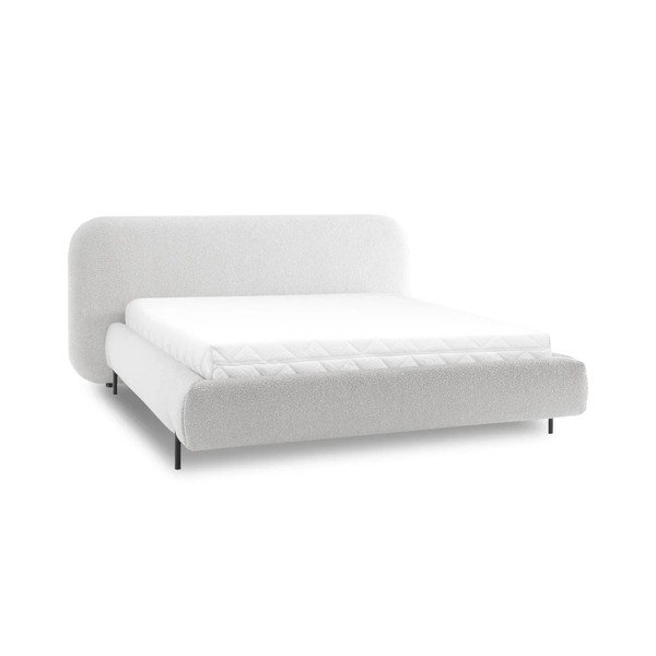 Bēša polsterēta divvietīga gulta ar veļas kasti un ar redelēm 160x200 cm Pointt – ELTAP