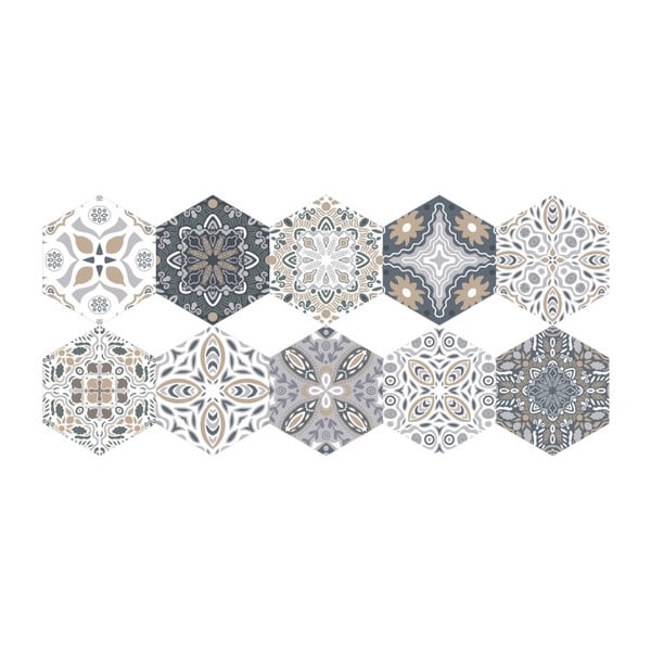 10 grīdas uzlīmju komplekts Ambiance Hexagons Emilana, 40 x 90 cm