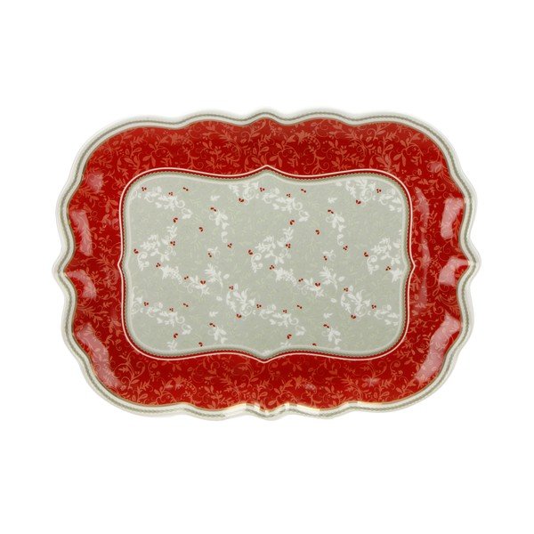 Porcelāna paplāte ar Ziemassvētku motīvu Brandani Vassoio Connubio, garums 33 cm