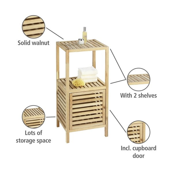 Dabīga toņa valrieksta masīvkoka zems vannas istabas skapis 40x86 cm Norway – Wenko-image-2