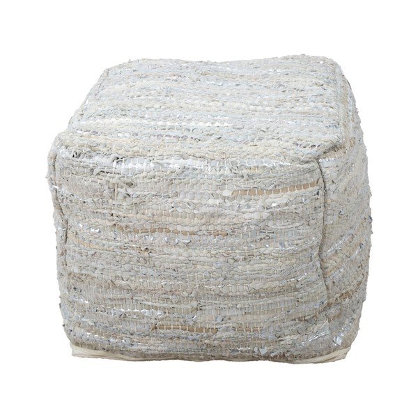 Ādas pufs ar kokvilnas detaļām Mauro Ferretti Delhi Quadrato-image-4