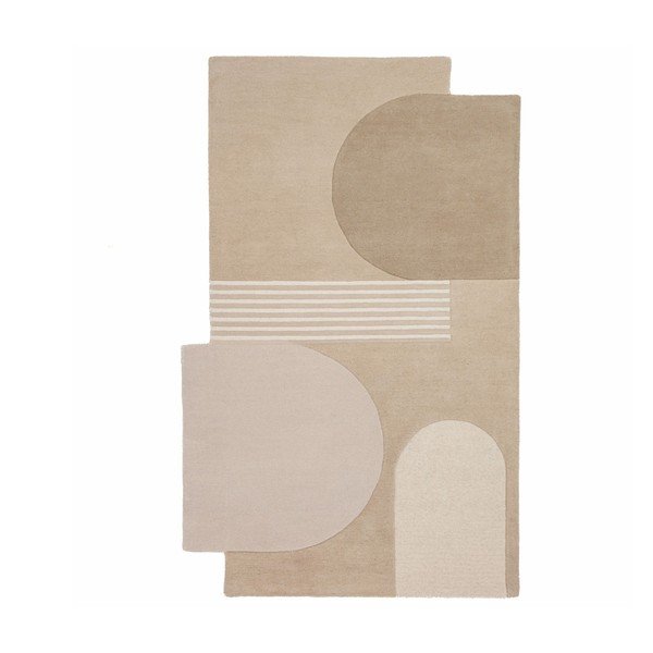 Dabīga toņa ar rokām darināts vilnas paklājs 150x240 cm Lozenge – Flair Rugs