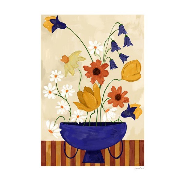 Plakāts 30x40 cm Colourful Bunch in Blue Vase – Frankie Penwill – The Poster Club