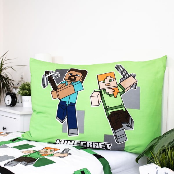 Vienguļamā mikrošķiedras bērnu gultas veļa 140x200 cm Minecraft – Jerry Fabrics-image-3