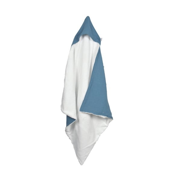 Zils muslīna bērnu dvielis ar kapuci 75x75 cm – Bébé Douceur-image-2