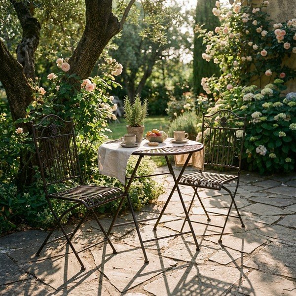 Tumši brūns metāla dārza pusdienu komplekts 2 personām – Garden Pleasure-image-1