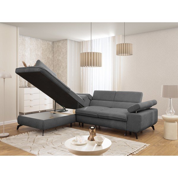 Pelēks stūra dīvāns no šenila auduma (ar kreiso stūri/L veida) Marbeya  – Ropez-image-4