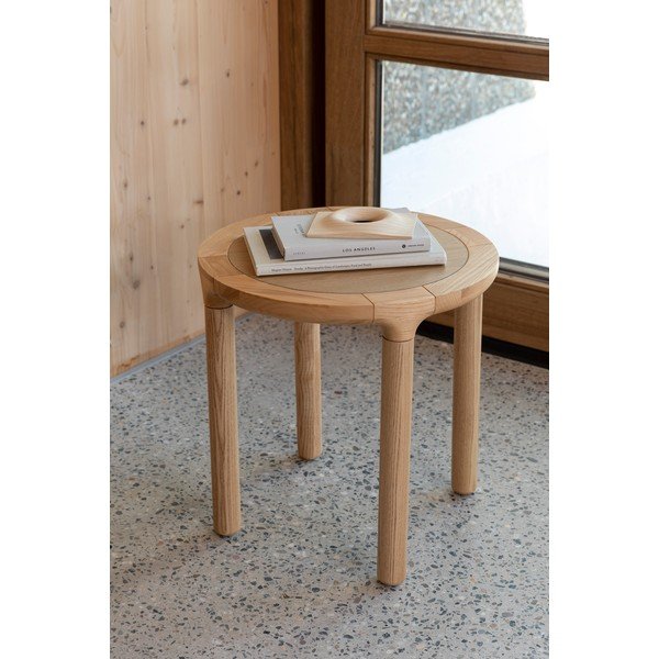 Apaļš sānu galdiņš ar ozolkoka imitāciju ø 45 cm Storm – Zuiver-image-1