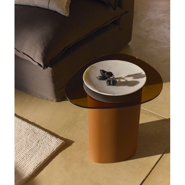 Sānu galdiņš ar stikla galda virsmu 47x48 cm Olir – Kave Home-image-1