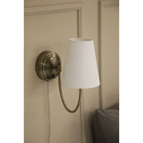 Balta/misiņa krāsas sienas lampa ar vadu Amar – Markslöjd-image-2