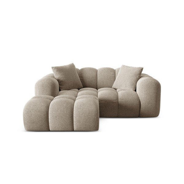 Gaiši brūns stūra dīvāns no šenila auduma (ar kreiso stūri/ar zvilni) Treno – Cosmopolitan Design