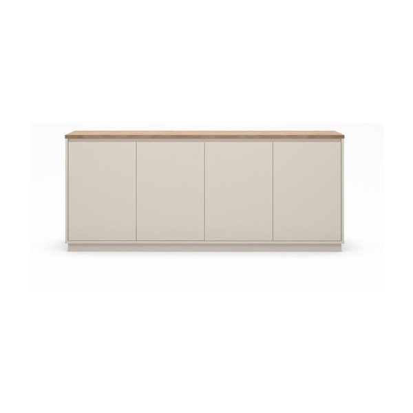 Bēša kumode ar ozolkoka imitāciju 201x84x40 cm Loreta – Marckeric