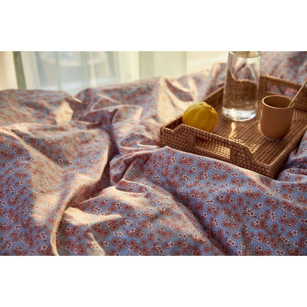 Gaiši zila/rozā divvietīga/īpaši gara gultas veļa no kokvilnas satīna 200x220 cm Pleasantly – JUNA-image-4