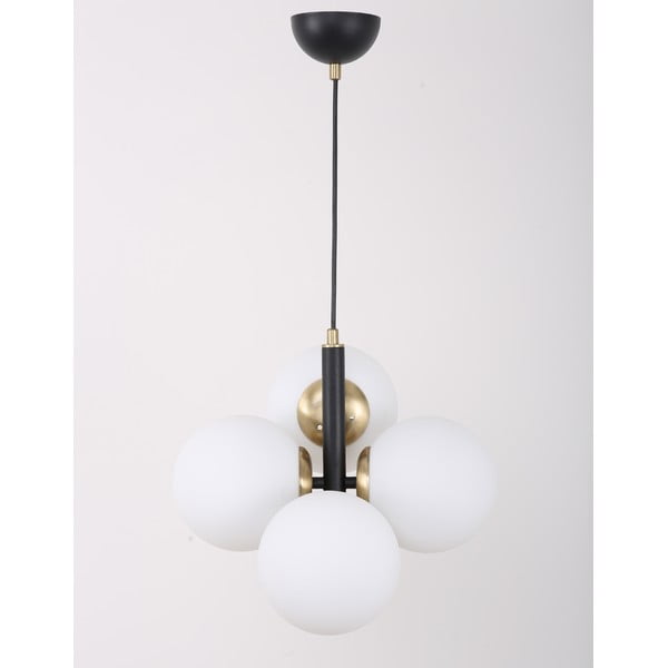 Balta/melna piekaramā lampa ar stikla abažūru ø 15 cm Forte – Squid Lighting-image-2