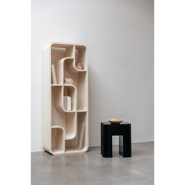 Krēmkrāsas ozola masīvkoka grāmatplaukts 60x160x35 cm Seven – Zuiver-image-1