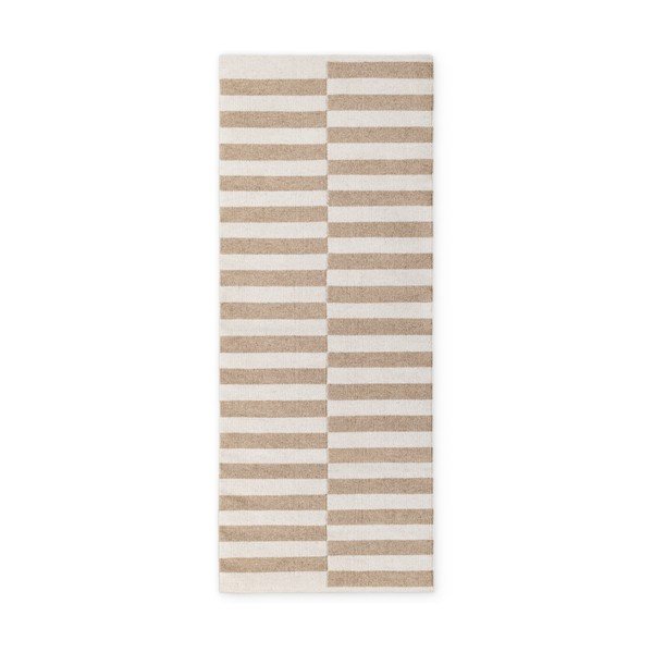 Balts/gaiši brūns divpusējs/ar rokām darināts vilnas celiņa paklājs 80x200 cm Vika – Hanse Home