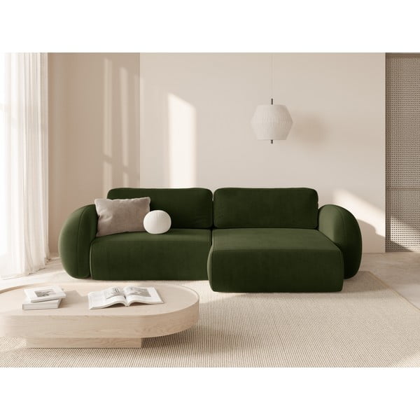 Zaļš samta salokāms/ar uzglabāšanas vietu stūra dīvāns Tonale – Cosmopolitan Design-image-1