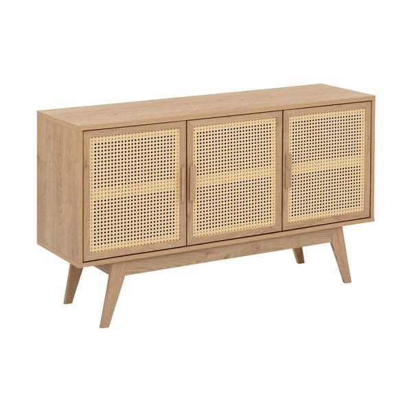 Dabīga toņa zema kumode ar ozolkoka imitāciju 128x75 cm Bridget – Støraa-image-2